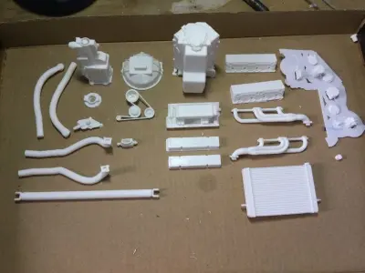 1-12 scale Chevrolet engine and transmision 3D print model