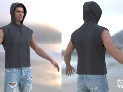 Man - Summer Outfit 12 - Modular - Rigged Low-poly 3D model