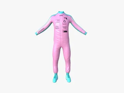 Racing Pilot Uniform A07 Pink - Character Clothing Design Low-poly 3D model