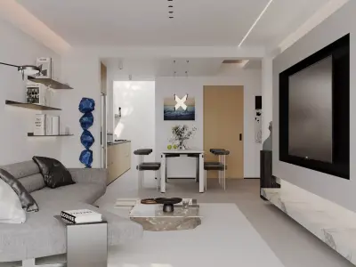 Modern living room dining room interior scenes 270 3D model