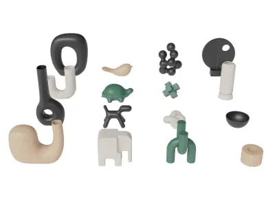 Modern Sculptures Pack Low-poly 3D model