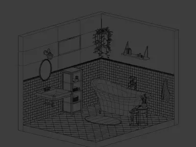 Bathroom bronze faucet Low-poly 3D model