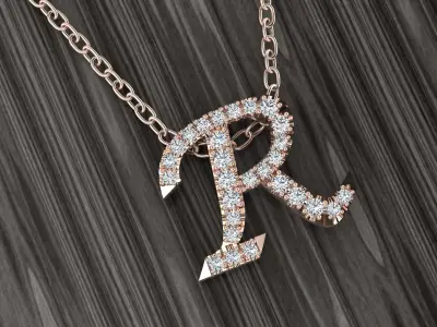Jewelry Alphabet Pendant R 3D print model