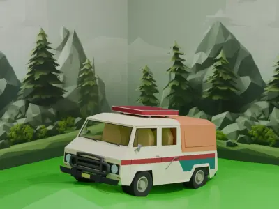 LowPoly Van Car 3D Model 3403 Tris Game Ready UVs No Interior Low-poly 3D model
