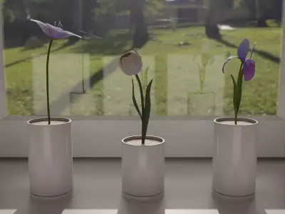 Collection Flower in vase 3 pieces 