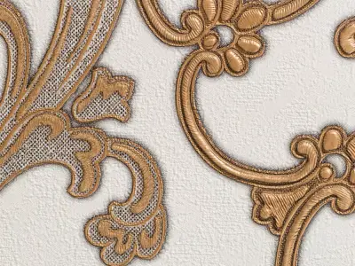Ivory and Bronze Damask Wallpaper  Texture