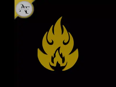 Simple Flame Symbol - 2D Art Free 3D print model 40