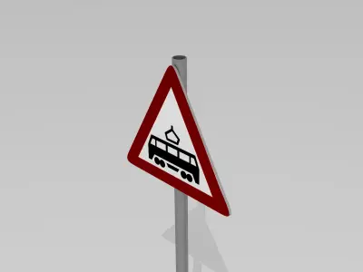 Tram crossing sign 3D model