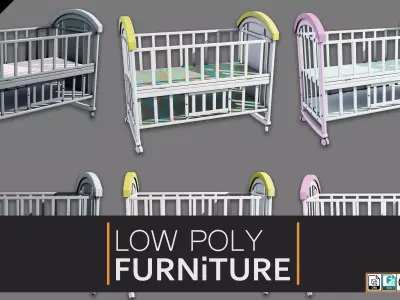 Cribs Furniture Low-poly 3D model