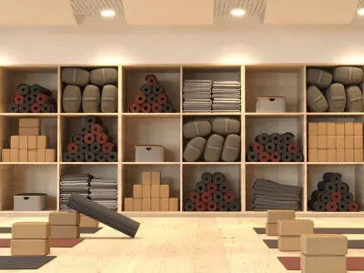 Yoga studio equipment 3D model