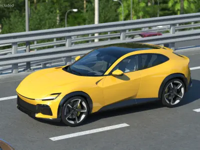 Extreme Crossover Sports Car Yellow Rigged 3D model