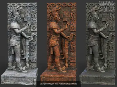 05 Low poly Mayan Statues 3D model Collection 1