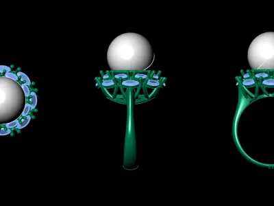 Pearl jewelry ring 3D print model