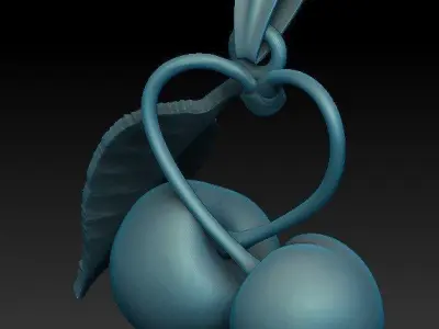 chery pendant made of cherries and leaves 3D print model