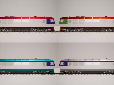 Animated game-ready Locomotive Low-poly 3D model