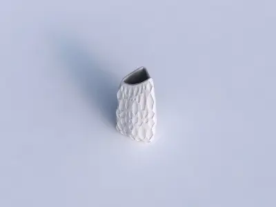 Vase curved tipping triangle 2 with crystal dents 3D print model