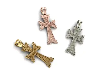 Jewelry Cross gold Pendant 3D print model