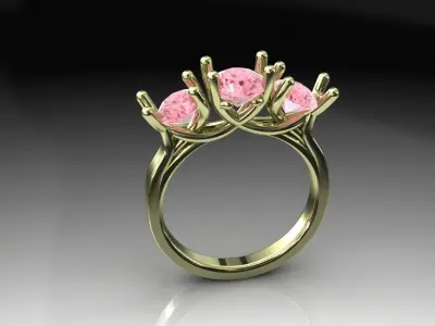 Three stone wedding ring 3D print model