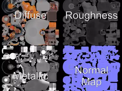 Steampunk Pressure Gauge model pack Low-poly 3D model