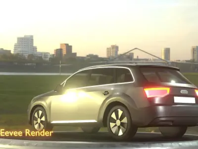 City Car 7 SUV Type-B Black  Low-poly 3D model