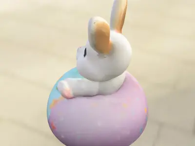 Cute Easter Bunny Plush  Low-poly 3D model