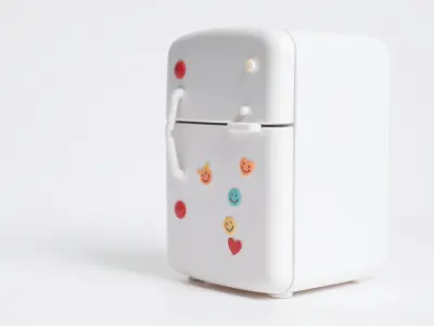 Miniature Playful Fridge with Soft Curves Low-poly 3D model