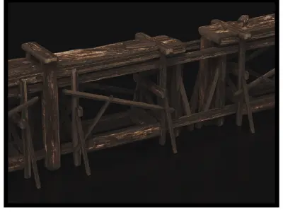 Wooden Barrier  Low-poly 3D model