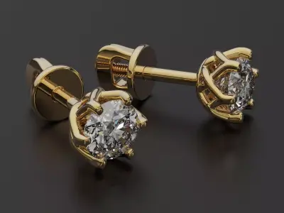 Earrings with diamonds 5mm 3D print model 3D print model