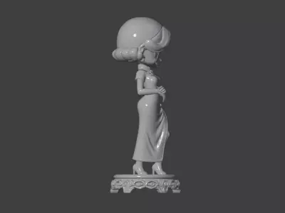 Elegant Chinese Qipao Lady Sculpture Model  3D print model