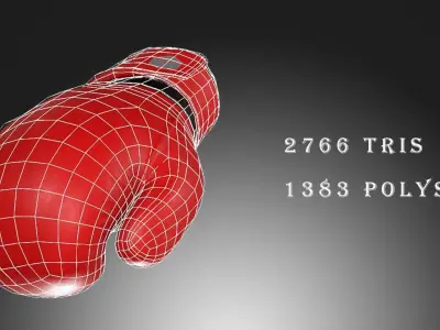 Boxing Gloves-Red Low-poly 3D model