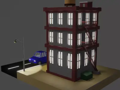 Cartoon Building Free 3D model