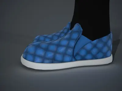Blue Leather Shoes Style 2  Low-poly 3D model