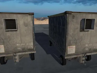 Airport Baggage Tractor and Cart Low-poly 3D model