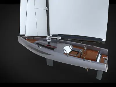 Racing Sailing Yacht 3D model