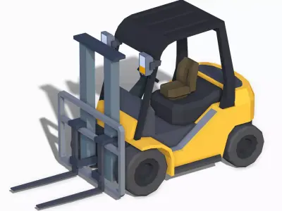Stylized Forklift Loader - Lowpoly Mobile Ready Low-poly 3D model