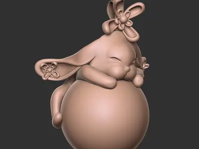 Cute Bunny Figurine on Ball  3D Print Model Free 3D print model
