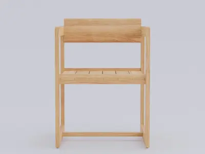 Wooden scandinavian dining chairs Low-poly 3D model