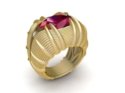 Luxury Ruby Cabochon Statement Ring for Men  206 3D print model