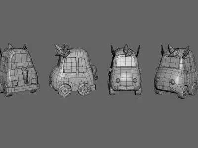 Cartoon Unicorn Car  Low-poly 3D model