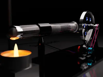 Moteur Stirling Type Beta Sk Model 3D model