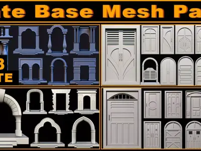 78 Gate Base Mesh Pack Low-poly 3D model