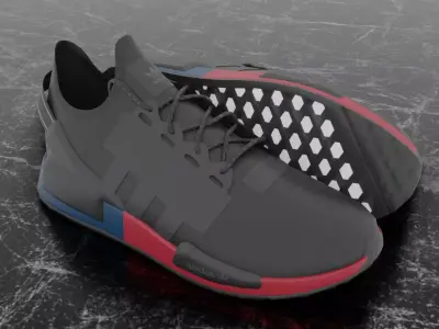 ADIDAS 3D SHOES - BLUE - RED Low-poly 3D model
