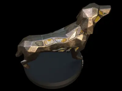 Steampunk Dachshund Pose Low-poly 3D model