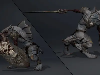 Mist Swordman Damaged Low-poly 3D model