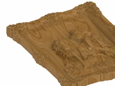 Carved panel painting STL 3D model 2