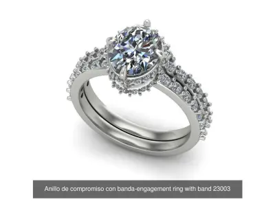 ENGAGEMENT RINGS WITH BAND-ANILLOS DE COMPROMISO CON BANDA 3D Model Pack