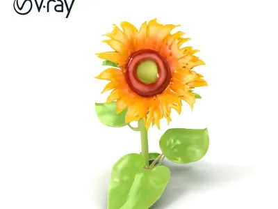 Dwarf Sunflower Decorative Plant 3D Model Pack Low-poly 3D model