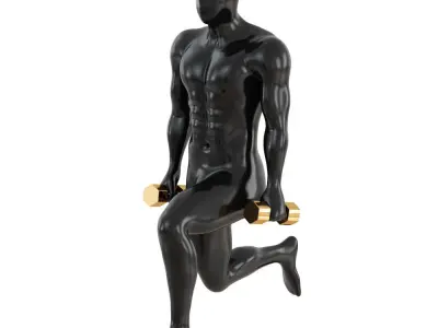 Fitness mannequin training with dumbbells 142 3D model