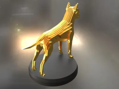 Parametric German Boxer Dog Low-poly 3D model