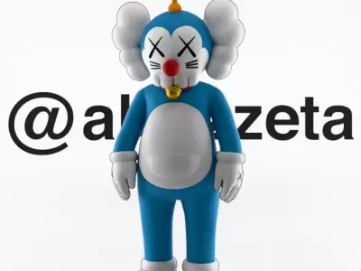 Kaws Doraemon Textured Low-poly 3D model